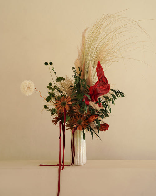 Fan-shaped floral arrangement