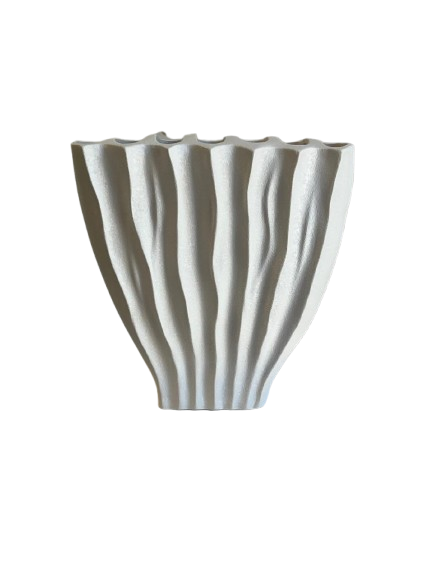 ribbed white vase